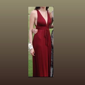 Elegant Burgundy Evening Gown